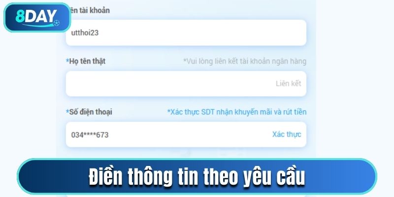 Thông tin cung cấp khi làm lệnh rút cần khớp với thông tin đăng ký 